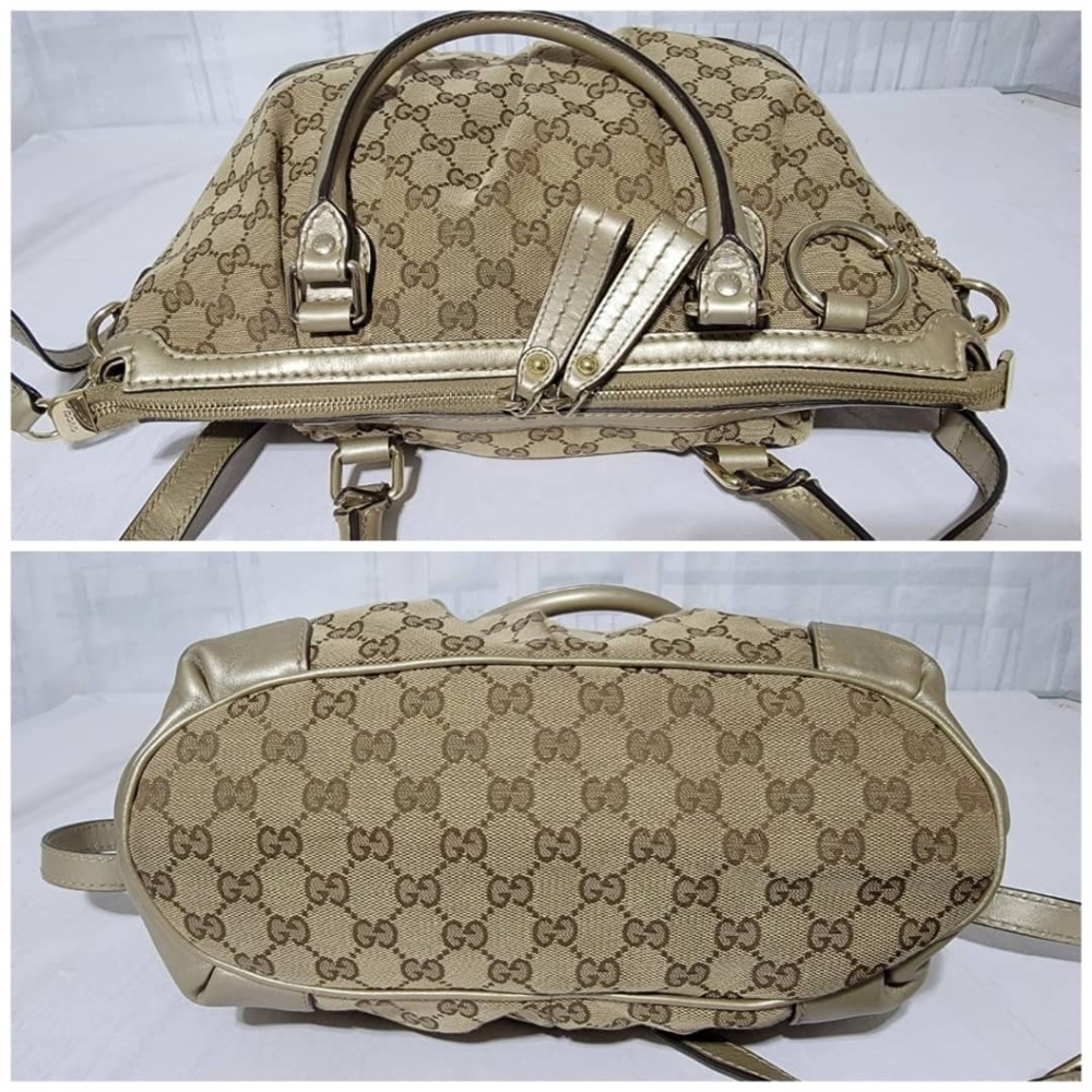 Authentic GUCCI Monogram Medium Sukey Satchel Bag Golden Beige - Picture 10 of 13